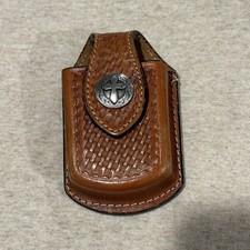Hand Tooled Leather Cell Phone Pager Case Concho Belt Clip Holster Western Cross