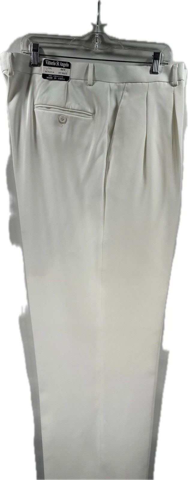 OFF WHITE Pantalone elegante uomo Vittorio Sant'Angelo bianco sporco plissettato davanti senza orlo taglia 44W