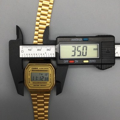 Casio 3298 A168 Mens Watch 35mm Gold Tone Digital Illuminator New