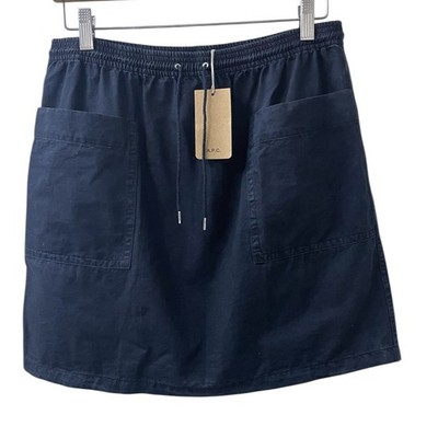 NWT A.P.C. Women's Elastic Skirt with Pockets Lightweight 100% Cotton Sz Medium