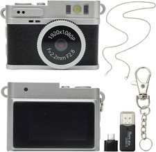 Mini Keychain Camera - 1080P FHD Compact Vintage Camera with 32GB Card