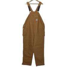 Carhartt Bib Overalls Quilt-Lined Zip-to-Thigh 48x34 Brown R41 1026651 Work