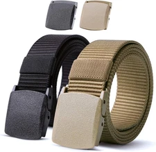 JASGOOD Nylon Military Tactical Men Belt 2 Pack Webbing Canvas Outdoor Web Belt 