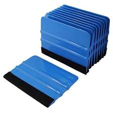  10 Pcs 4 Inch Felt Edge Squeegee, Car Vinyl Scraper Decal Applicator Tool Blue