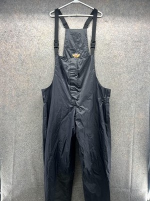 Harley-Davidson Rain Pants Mens XL Black Waterproof Motorcycle Bib Overalls PVC