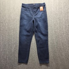 Spanx Jeans Womens Petite Dark Blue Denim Pull On Skinny Shaping Stretch Pants