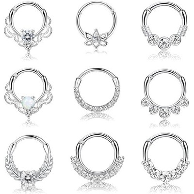 Nasenpiercing Ring Silber 8mm Edelstahl 9Stück Body Schmuck