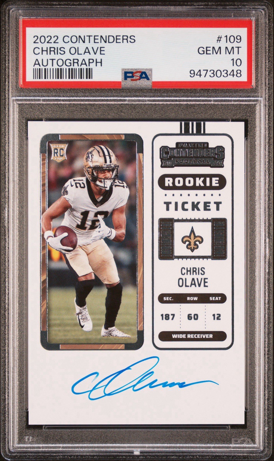 2022 Panini Contenders - CHRIS OLAVE #109 Rookie Ticket Auto PSA 10 (AU, RC)