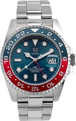 HYAKUICHI 101 Modell 14 Automatik GMT Taucheruhr 42mm Indigo rote Lünette Japan