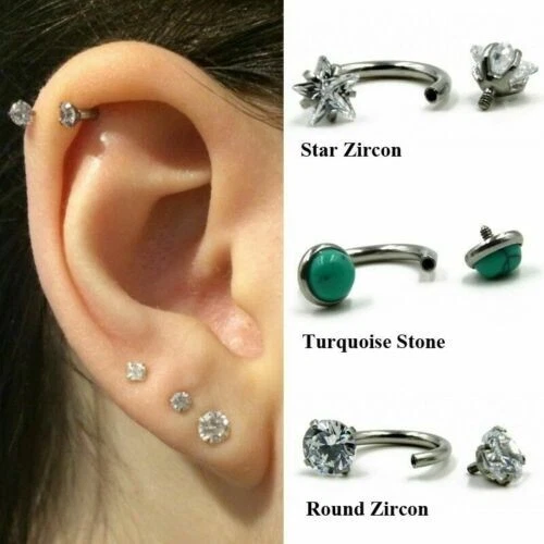 Pendientes Labiales Tragus 16g Barra Oreja Circular Tabique Cartílago Herradura Piercing Foto 2 de 4
