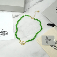 Vivienne Westwood Choker Necklace Green Crystal & Gold Orb Mini & Gift Box Set
