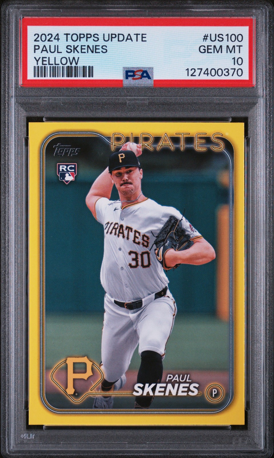 2024 Topps Update Paul Skenes #US100 Yellow Color Match Rookie RC PSA 10