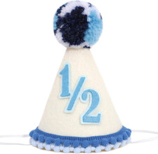 Half Birthday Hat for Baby Party - Blue 1/2 Birthday Decorations for Photo,1/2 B