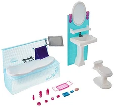 My Fancy Life Dollhouse Furniture - Bathing Fun with Bath Tub and Toilet Playset