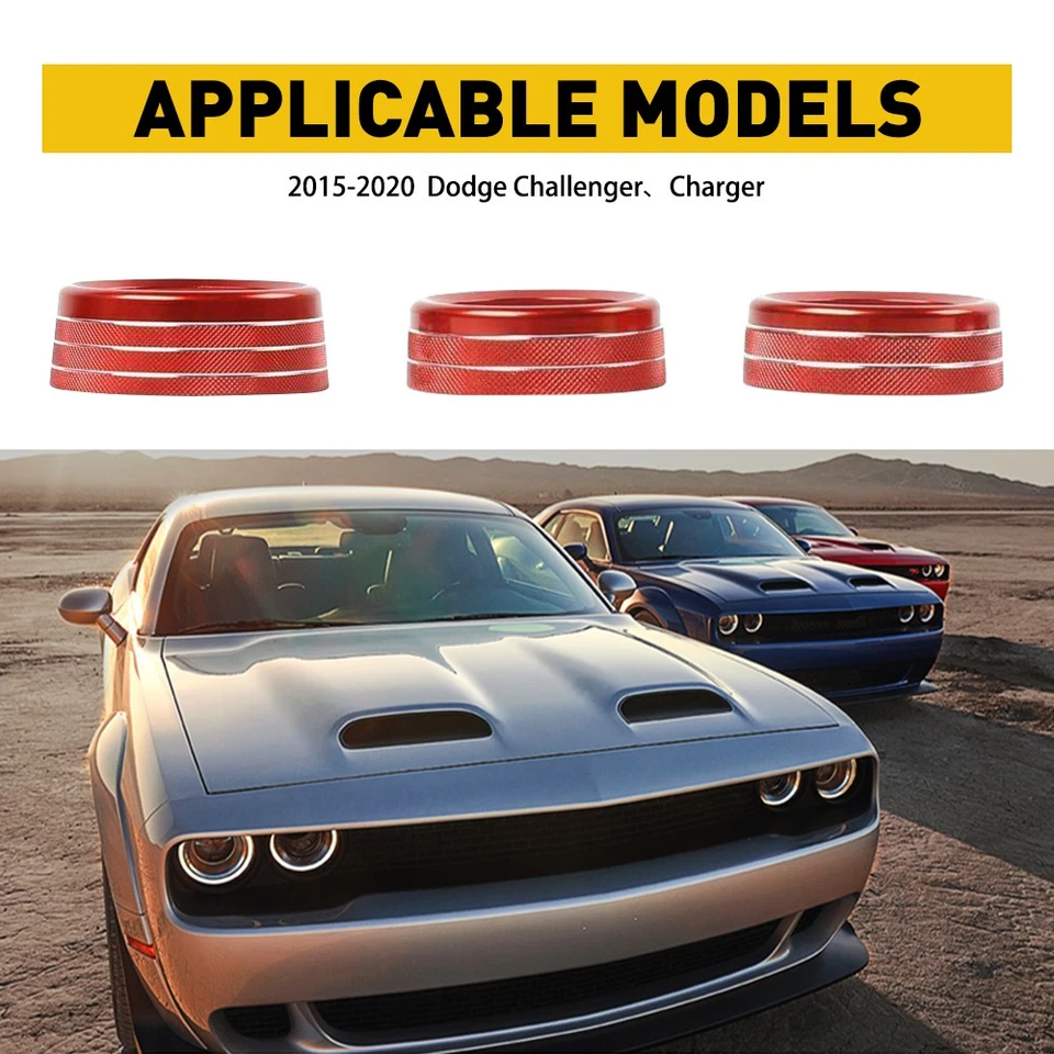 3 peças botão climático controle guarnição ajuste 2015-2021 Dodge Challenger carregador - Imagem 3 de 4