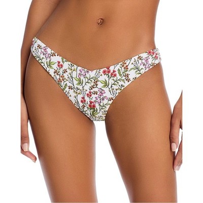 Aqua Swim High Leg Bikini Bottoms Floral White XS