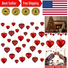 30 Pieces Valentine's Day Heart Ornaments, Heart Shaped Decorations Tree Hang...