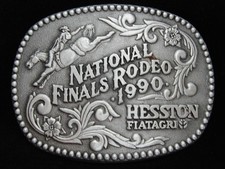 OC13156 UNUSED NFR 1990 NATIONAL FINALS RODEO HESSTON COLLECTOR BELT BUCKLE
