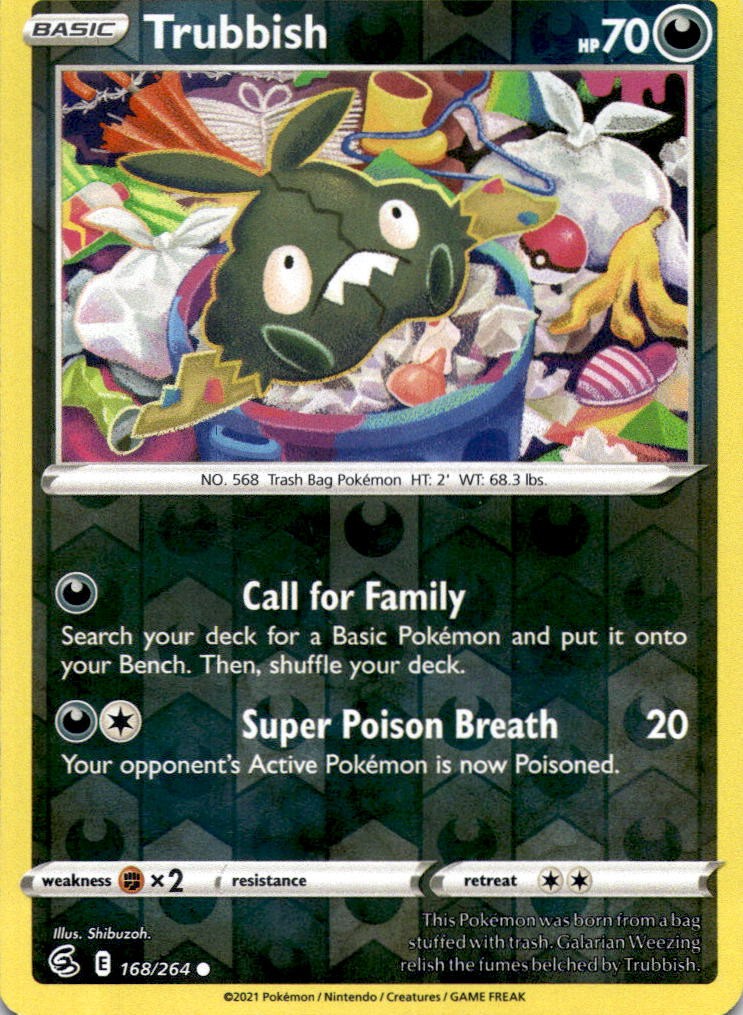 TRUBBISH 168/264 C FUSION STRIKE POKEMON REVERSE HOLO MP