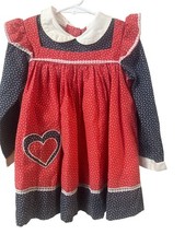 Vintage Winnie The Pooh Walt Disney Girls Red Floral Prairie Dress Size 4T