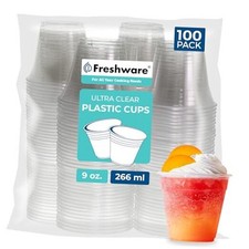 9 oz Clear Disposable Plastic Cups, 100 Pack Clear Plastic Cups 9 oz. 100-PK 
