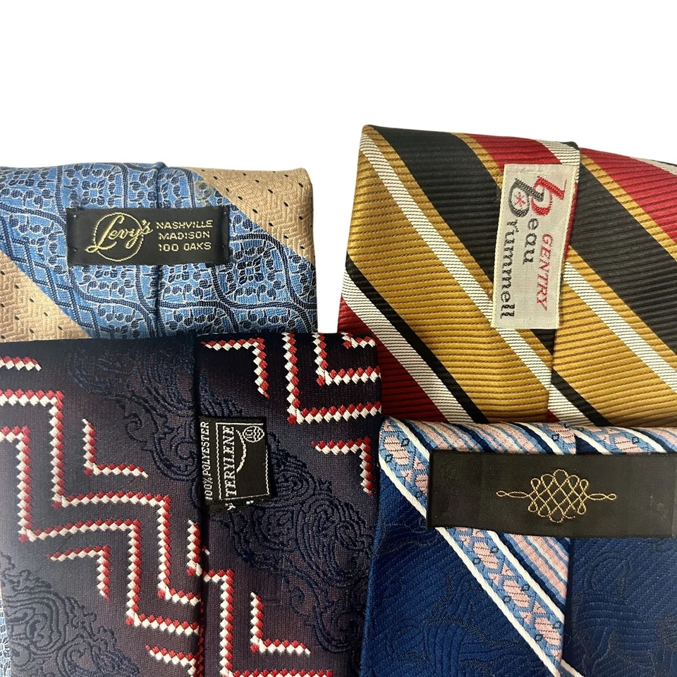4 piezas Corbatas De Colección Años 70 DISCO Pimp LOTE RAYAS MoD RETRO Anchas TEXTURADAS Corbatas para Cuello Foto 2 de 4