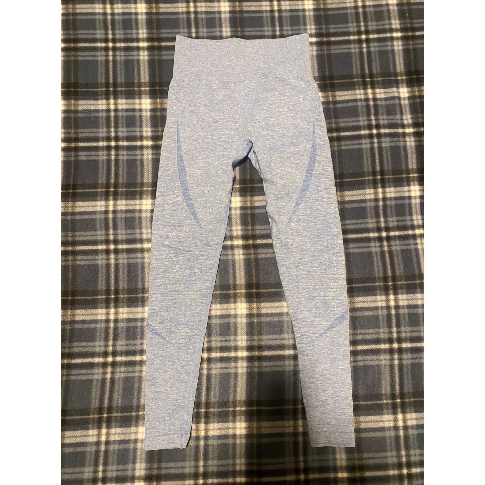 ACTA Wear High Waisted Seamless Leggings Blue Heathered Activewear Womens Small