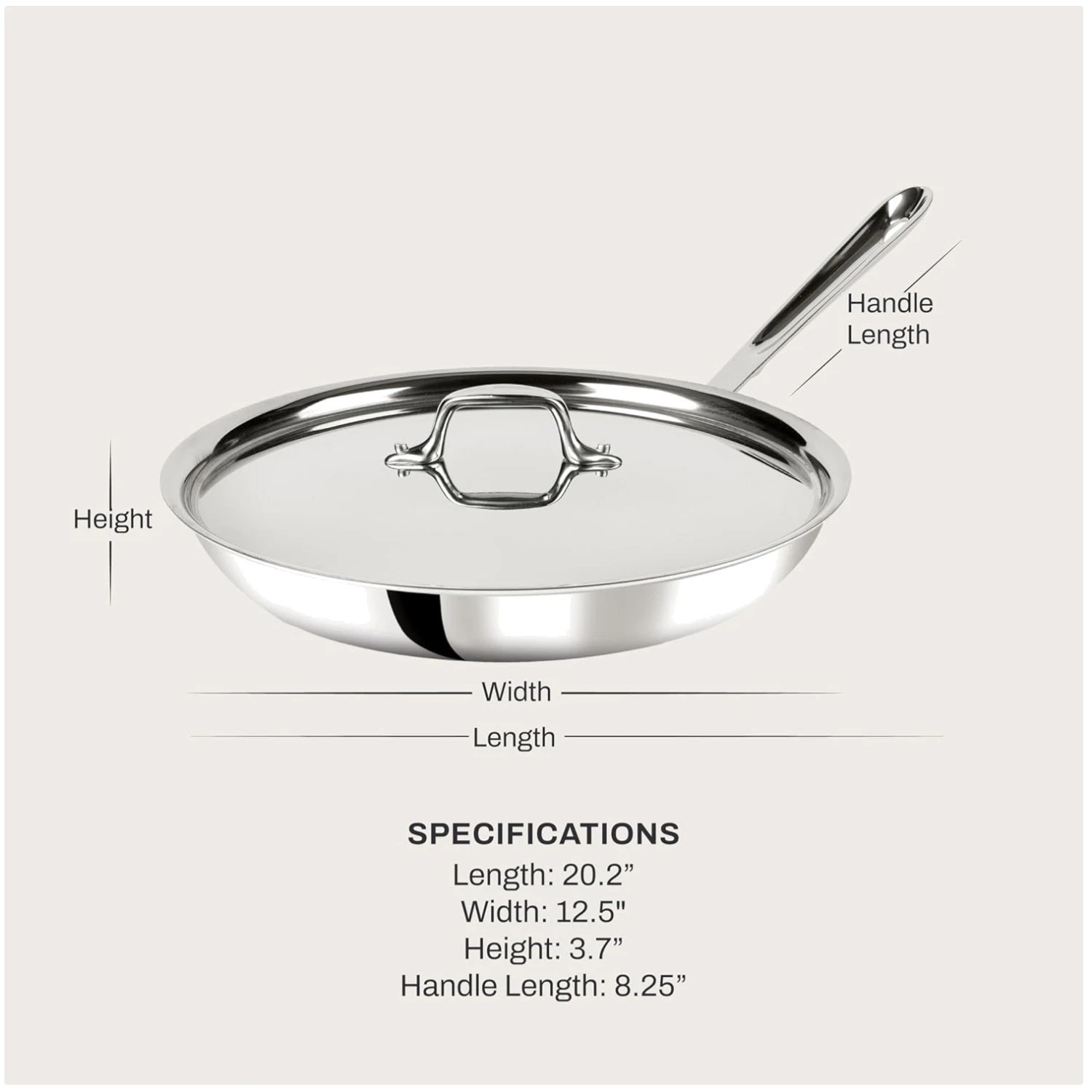 12-Inch Stainless Steel Fry Pan with Lid - Kitchen Essential