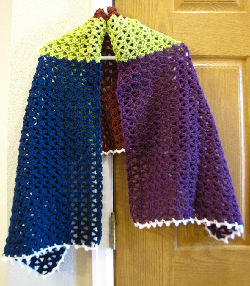Hecho a mano Mujeres Crochet Acogedor Poncho Cuentas Tejido Envoltura Hombro Mantón Borla Bufanda Foto 3 de 4