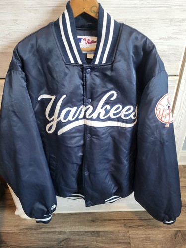 Vintage New York Yankees Majestic Authentic Collection Satin Jacket Navy Mens L
