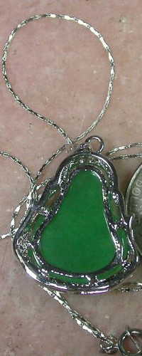 Gold Plated Green Jade Imitation Diamond Buddha Blessing Pendant Chain Necklace - Picture 10 of 10