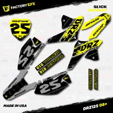 Gray & Yellow Slick Racing Graphics Kit fits 08-22 Suzuki DRZ125 DRZ 125 Decals