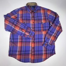 Vintage 90s Polo Ralph Lauren Shirt Men's Large Plaid Double Pockets Western