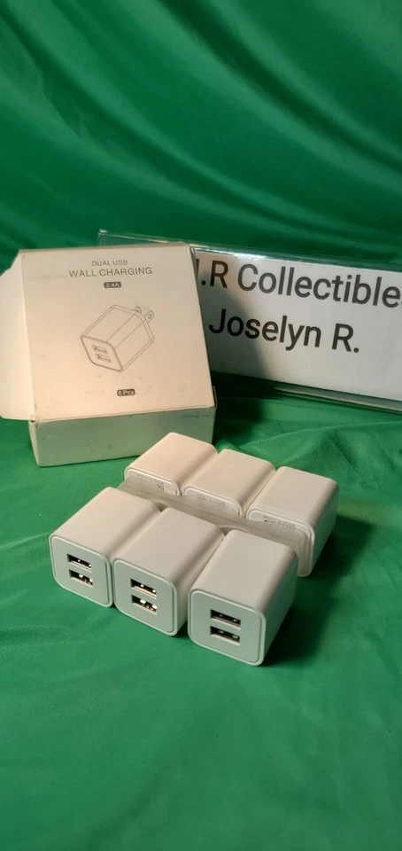 Pack de 6 Cargador de Pared USB, Adaptador de Enchufe de Alimentación Cubo Doble Puerto USB, Caja de Cargador Foto 3 de 4