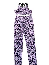 Leoparden bedrucktes bauchfreies Oberteil mit Leggings, 9-10y