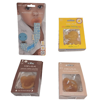 HEVEA Natural Rubber Pacifier Bathing Holder Toy Set 4/1 for 0-3m + 3-36m LOT 4