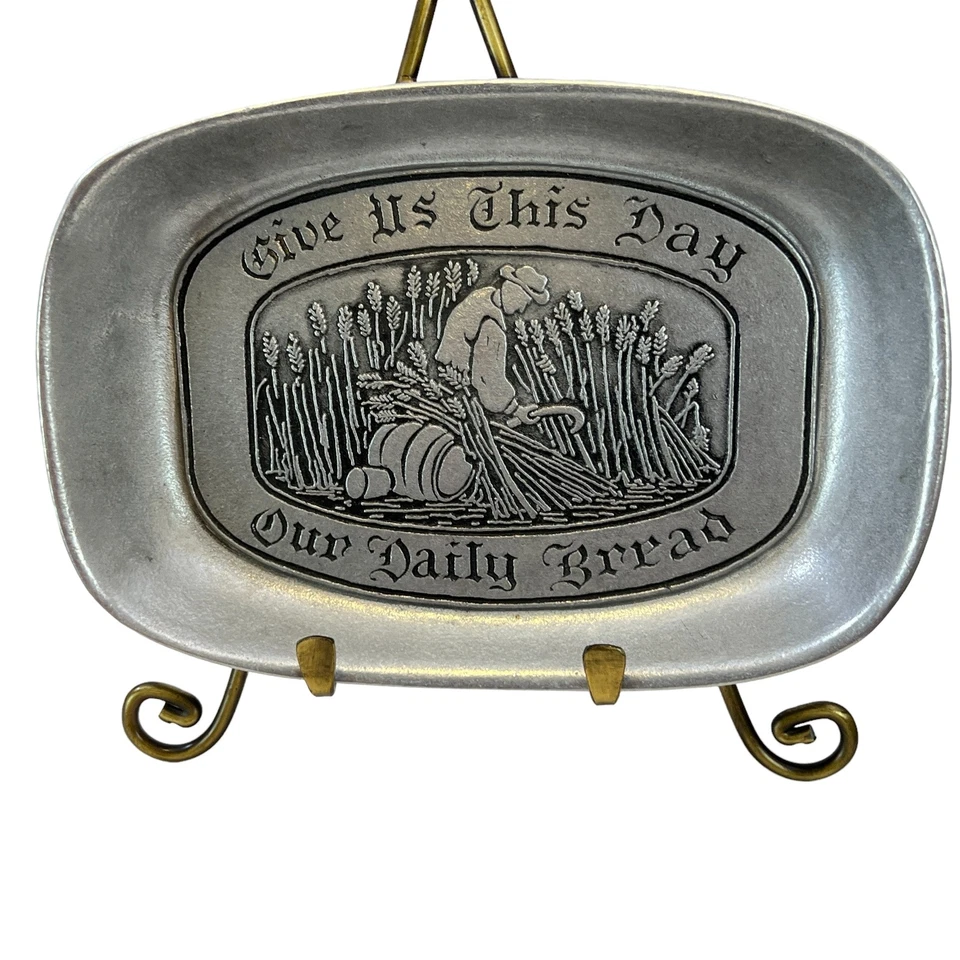 Wilton Armetale Pewter Bread Plate Set w Sugar and Creamer - Image 2 of 4