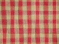 Red Large House Check Fabric | Primitive Rustic Cabin Farmhouse Homespun Fabric 