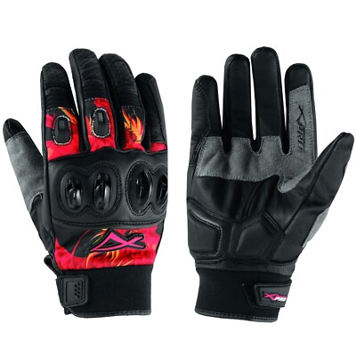 Hoehe Qualität Leder Textil Motocross Handschuhe Motorrad Roller A-Pro Rot