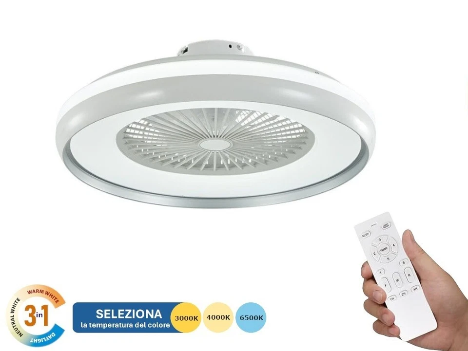 x Ventilatore Soffitto Universo 60006 19W Lampada LED 62W 3in1 Telecomando uni - Immagine 2 di 4