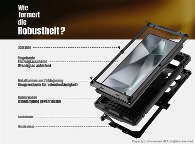 WOWASWILL Stoßfest Rundumschutz Eingebaut Glas Armor Case Outdoor Hülle Stand für SAMSUNG