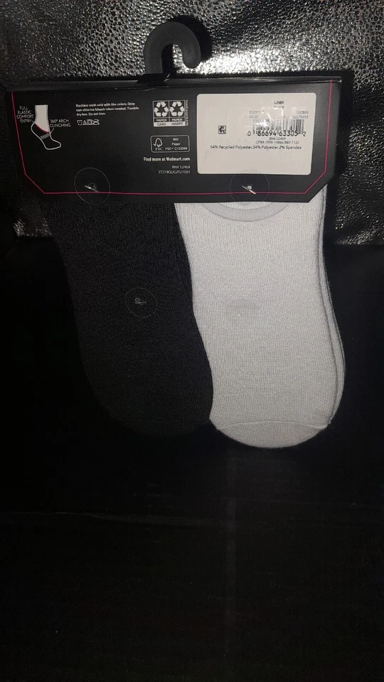 No Boundaries Women's Liner 10 Pair Shoe Size 4-10. Black - White - Image 2 of 3