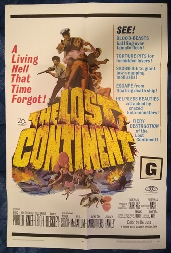 The Lost Continent 1968 Vintage 1-Sheet Poster Eric Porter Hildegard Knef (A)