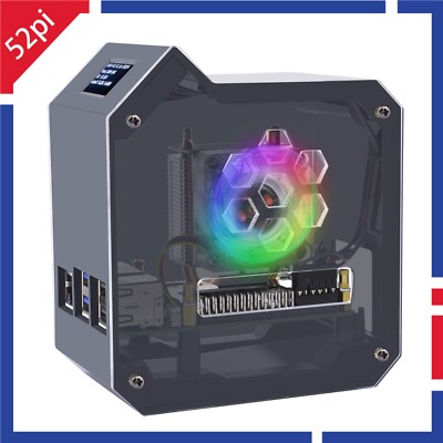 ABS Mini Tower Kit Black Enlosure Case for Raspberry Pi 5 with Cooler OLED
