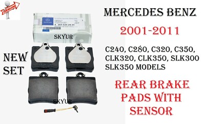 Rear Brake Pads With Brake Sensor For Mercedes C240 C280 C320 C350 CLK320 350