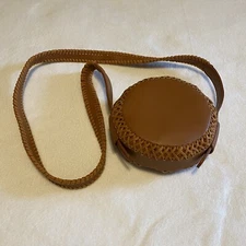 Mellow World Purse Circle Canteen Brown Faux Leather Crossbody Strap