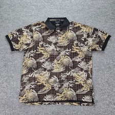 Izod Golf Polo Shirt Mens Large Floral Short Sleeve All Over Print Preppy Casual