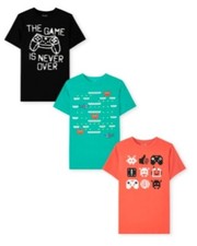 The Children's Place Boy's Gaming Graphic Tee 3-Pack Multi-Colored XL 14 NWT
