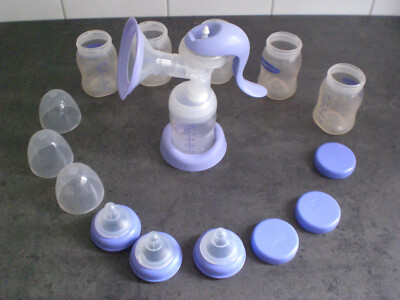 Lansinoh Handmilchpumpe + 5 Flaschen,Schnuller,Hauben,Pumpe,Abpumpen,Muttermilch
