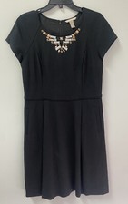 Banana Republic Womens Dress 10 Black A Line Short Sleeve Knit Stretch Jeweled